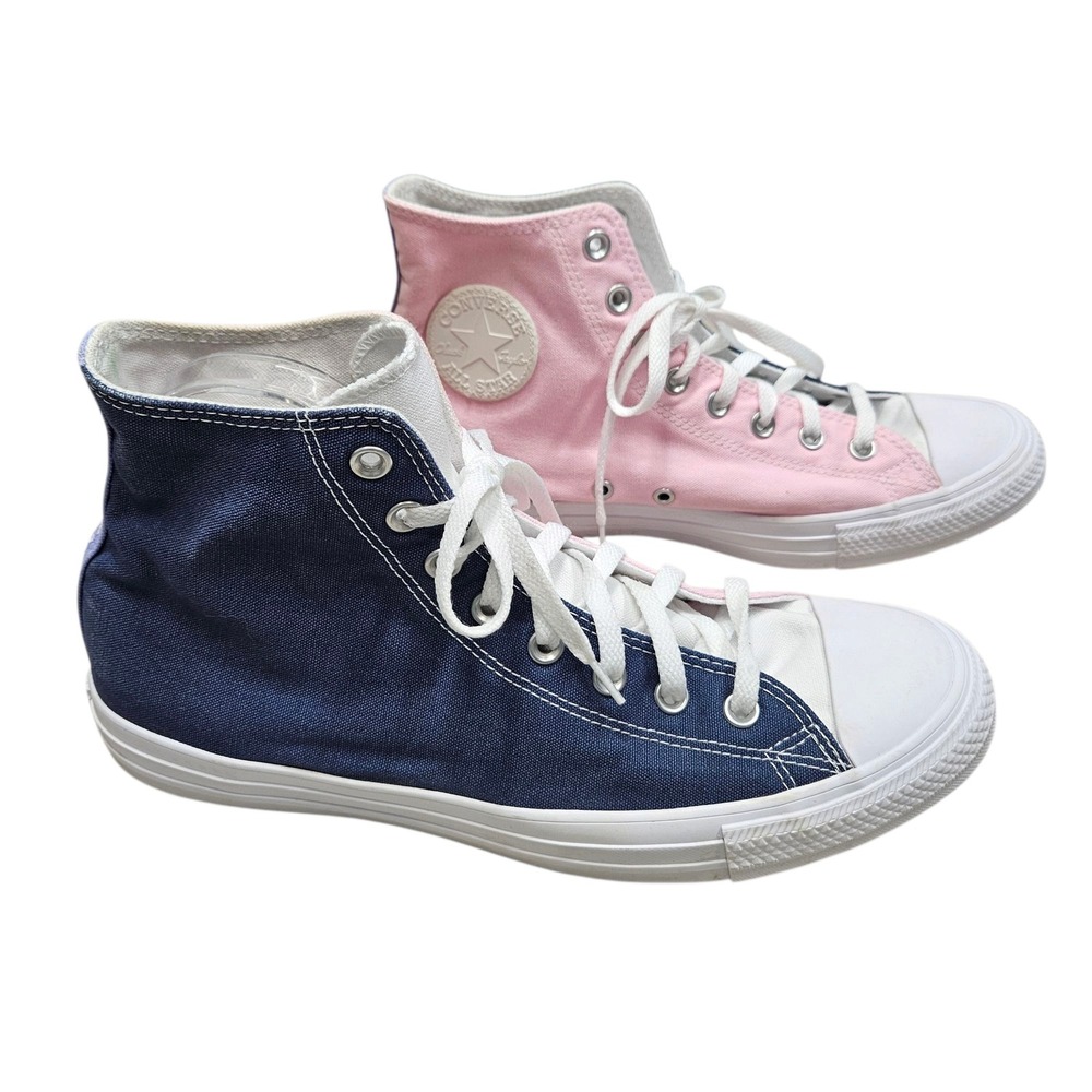 Converse Custom High Top Sneakers Pink Blue Colorblock Mens Size 10.5 - Picture 1 of 10